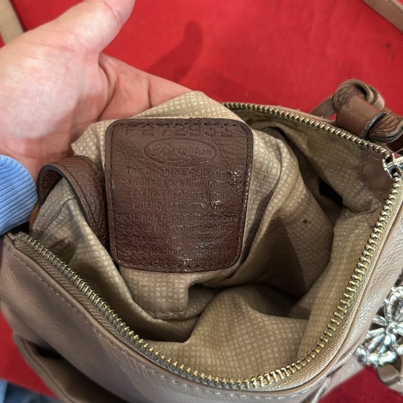 Brighton leather Tan and Brown Crossbody Bag with Tassel Detail - Picture 5 of 6